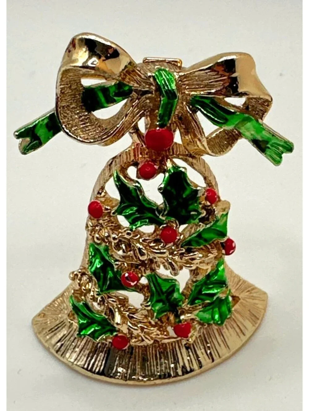 70s Gerrys Christmas Bell Brooch Pin Articulating Dangle Signed Festive